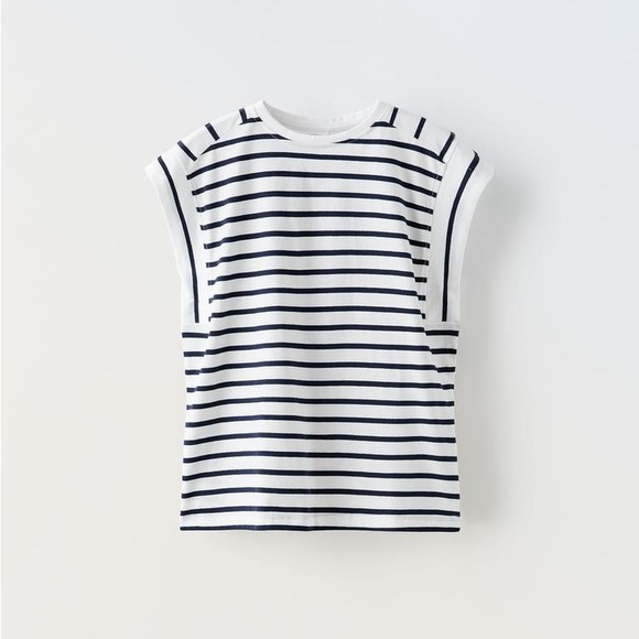 Zara Other - Zara Striped T-Shirt With Tab